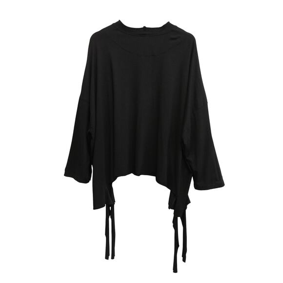 KEDEM SASSON Lagenlook Tunic OS Asymmetric Draped Fabric Black Viscose Jersey - Picture 4 of 6